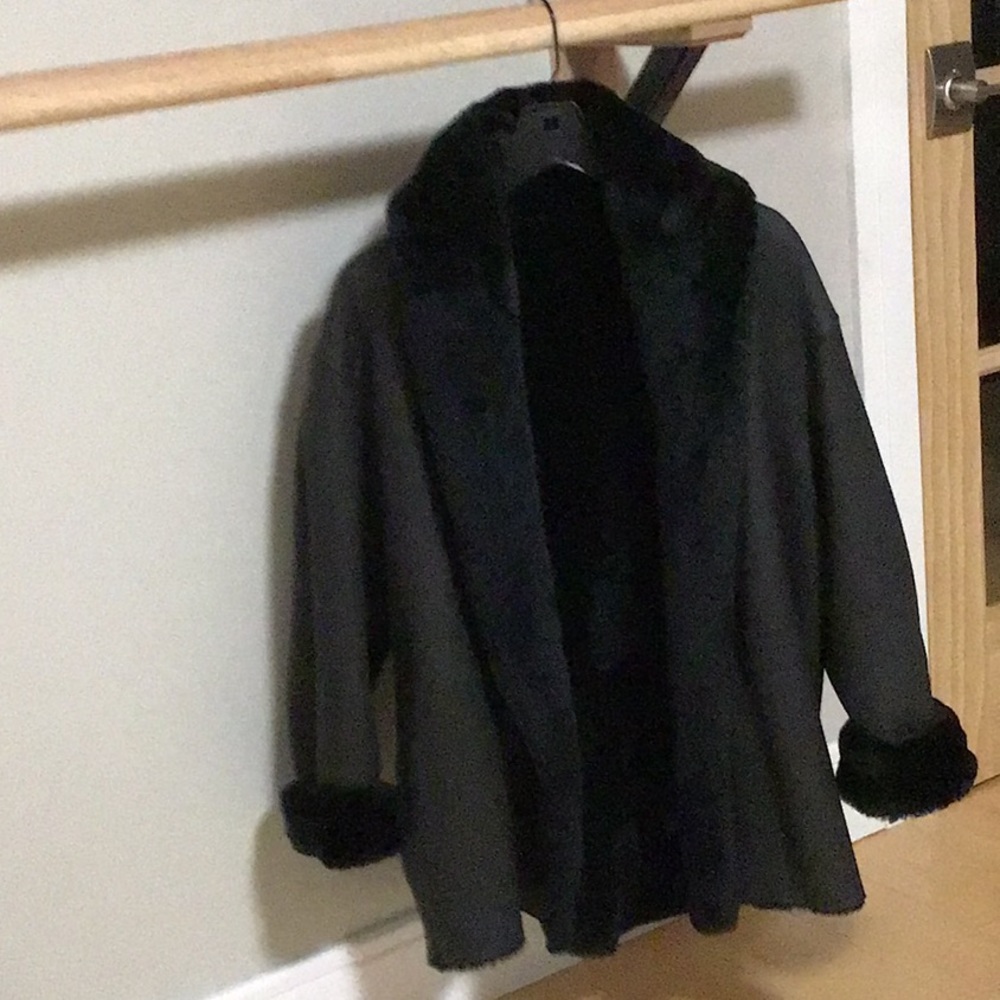 Vince reversible lamb shearling coat open shawl style with pockets